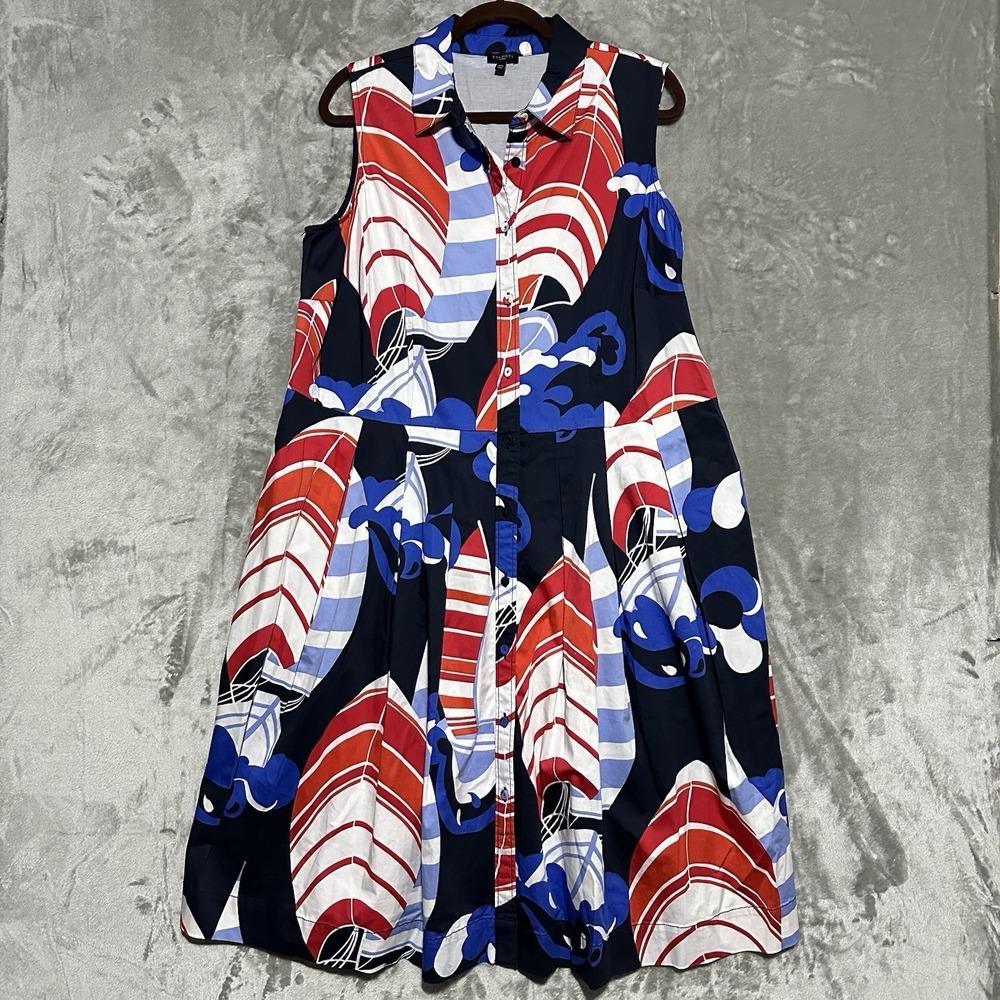 Talbots Button Front Sailboat Collared Shirt Dress Womens Plus Size 18W No Belt
